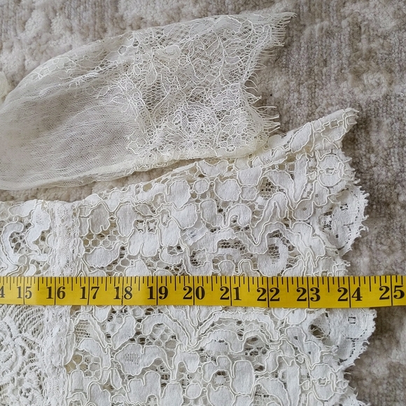 Lucky Brand Floral Lace Crocheted Whimsical Dainty Transparent Top Medium Ivory - Picture 16 of 16